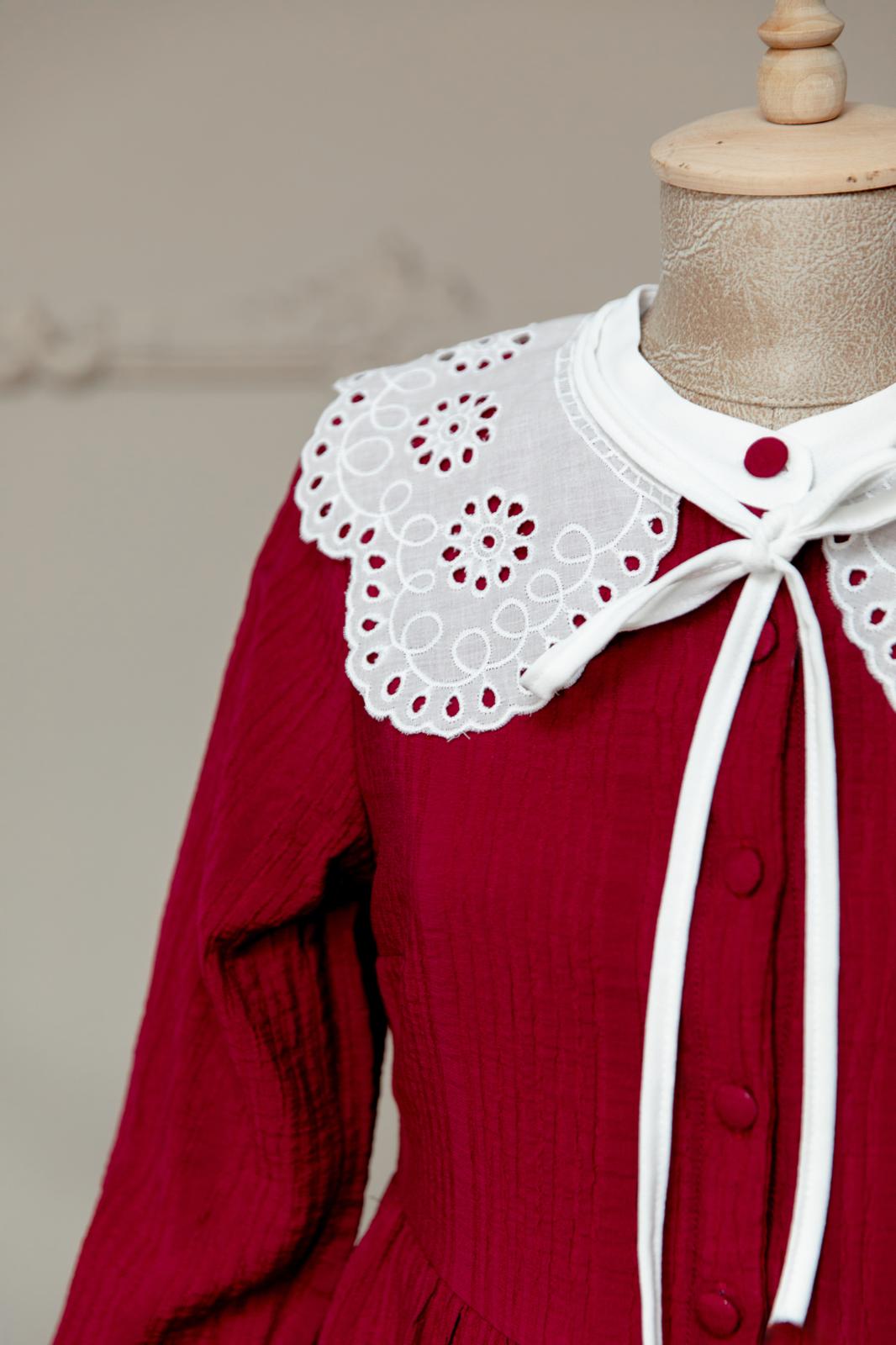 فستان مميّز مع ياقة دانتيل - اطلبي اكبر بنمرة.